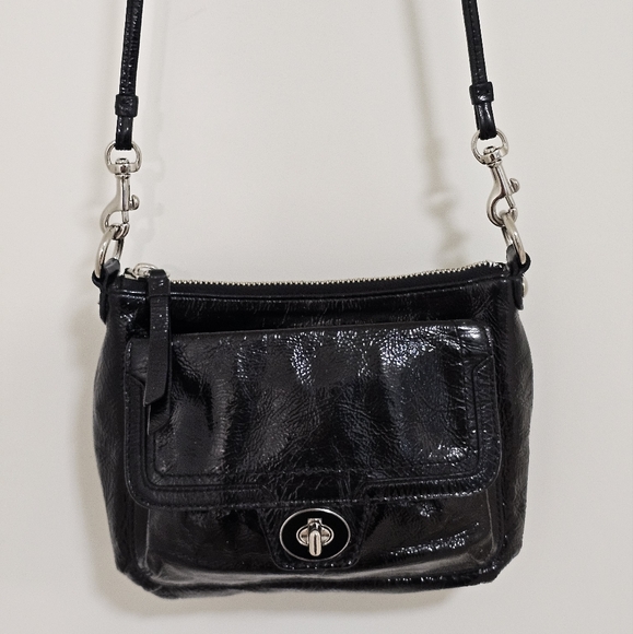 EUC Coach Poppy Black Patent Leather Shoulder Bag - Picture 3 of 15